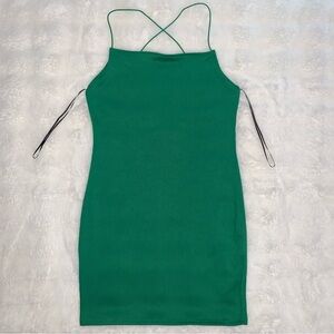 Royal Green Crossover Strap Dress